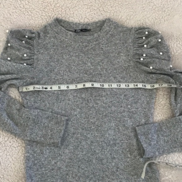 Zara Pearl Detail Puff Sleeve Sweater S - Picture 7 of 7